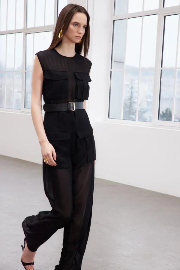 Belted Chiffon Jumpsuit - Image 2