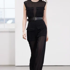 Belted Chiffon Jumpsuit