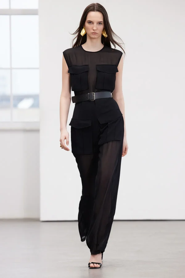 Belted Chiffon Jumpsuit