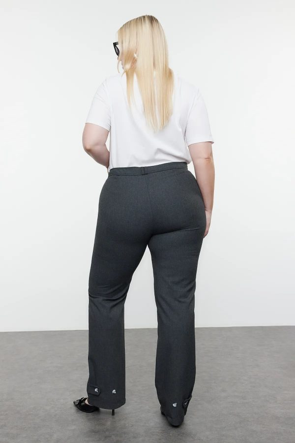 Belt Buttoned Fabric Trousers - Image 4